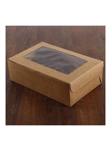 10-Piece 6-Cavity Paper Cupcake Box Set Brown/Clear