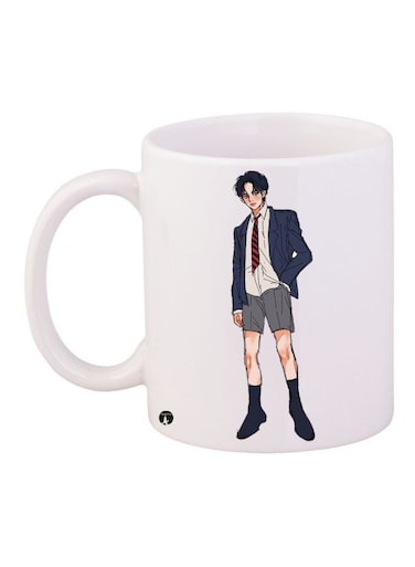 Animated Boy Printed Coffee Mug White/Blue/Grey