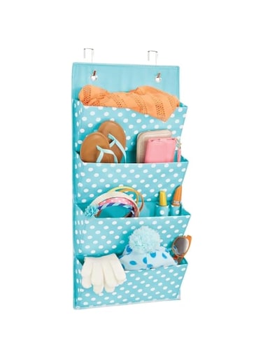 4basix Soft Fabric Wall Mounting Hanging Storage with 4 Pockets, Over The Door Hanging Storage Organizer (Green)