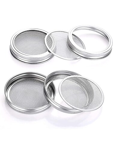 KASTWAVE 4-Pack Stainless Steel Sprouting Jar Lids - Mesh Strainer Kit for Wide Mouth Mason Jars, Perfect for Home Germination of Organic Sprouts