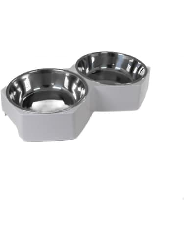 Pawsitiv Hexagon Cat Dish Dinner Set White M+M350ml+ 350ml