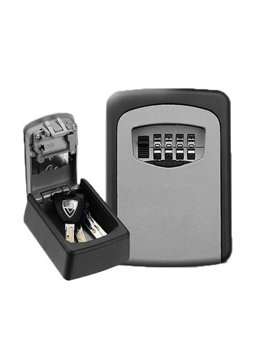 4-Piece Wall Mounted Storage Lock Box Grey/Black