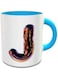 Impress White &amp; Blue Ceramic Coffee Mug With Night Chrome Letter J