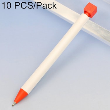 10 PCS/Pack Rotatable Dice Retractable Plastic Medium-oil Ballpoint Pen(Red White)