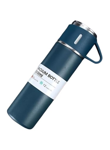 Elterazone Stainless Steel Vacuum Flask Gift Set - Insulated Water Bottle for Outdoor Travel, Double-Wall Leakproof Design, Hot &amp; Cold Beverages, Eco-Friendly Reusable Flask (Blue)