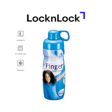 LocknLock 450ml Finger Water Bottle - Blue, Compact, Airtight, and Durable for Sports and Daily Use