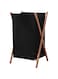 Bamboo Decor   Foldable Laundry Basket Wooden - Fabric Minimalistic Design Easy To Fold and Store (Black, Single)