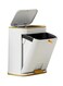 Bin Bathroom Trash Can with Lid, Plastic Garbage Can with Press top Lid Gold Step Pedal Trash can, Narrow White Trash Bin for Bathroom, Bedroom, Restroom, Living Room, Office