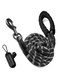 Duomama Reflective Dog Leash with Comfort Handle &amp; Poop Bag Holder - Heavy Duty 5FT Leash for Medium, Large, Small Breed Dogs - Night Walking Safety - Black, 1/2 Inch Width