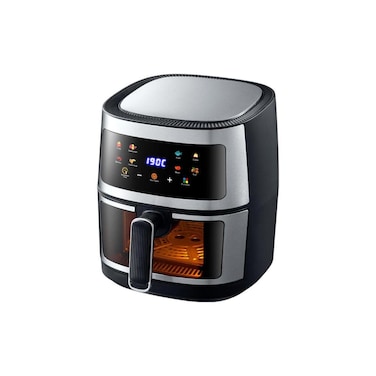 Digital Smart Air Fryer, 8L Large Capacity, LED Touch Display, Temp Control, Black &amp; Silve