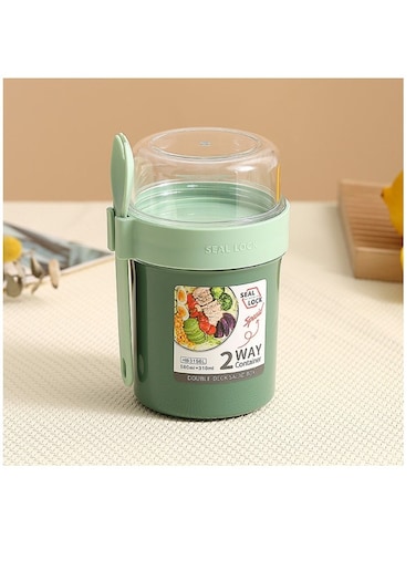 Portable Plastic Microwave Safe Camping Breakfast Salad Cereal Container Cup With Lid And Spoon