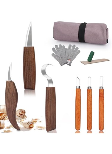 MAKINGTEC Wood Carving Tools, Wood Carving Knives, 10 in 1 Whittling Wood Carving Kit for Adult, Kids and Beginners