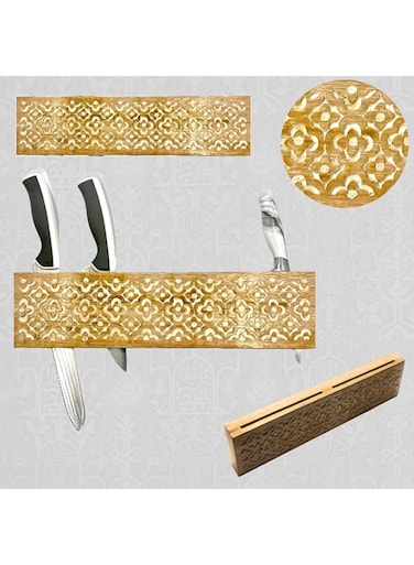 Souq DESIGNS Wall Mounted Wooden Knife Block with out Knifes, Storage and Kitchen Utensils Holder, all type knives &amp; spoon Storage rack Block Knife Stand Rack and Knives Organizer