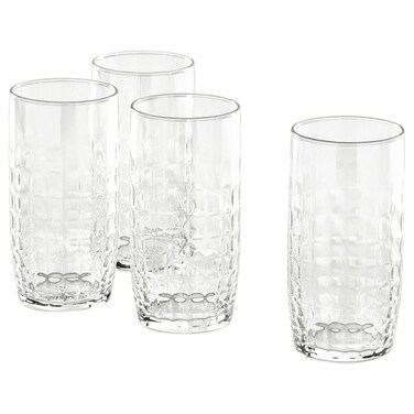 Faceted Tall Glass, Clear, 40 cl, 4-Pack