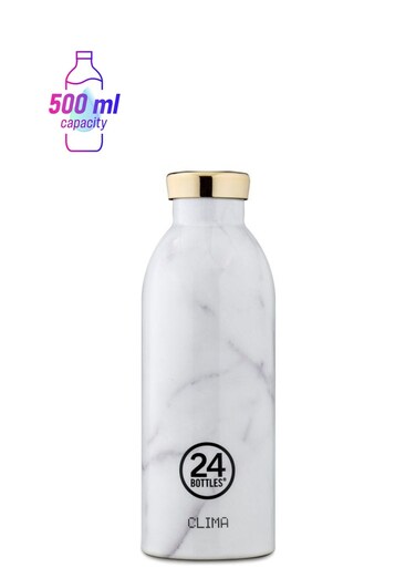 Double Walled Stainless Steel Water Bottle White/Gold