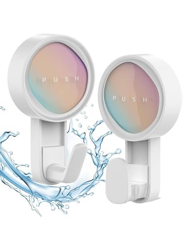 2 Pack Suction Hooks, 360&deg; Swivel Hook,Powerful Vacuum Bathroom Suction Cup, Waterproof Heavy Duty Shower Hooks for Bathroom Shower Kitchen Room and Towels, Robes, Suction Hooks for up to 11 Lbs