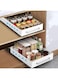 U-HOOME 2 Packs Pull Out Cabinet Drawer Organizer Fixed with Adhesive,Slide Out Pantry Shelves Under Cabinet Storage Spice Rack Fits Spices, Sauces, Cans etc,Under Cabinet Storage (WHITE)