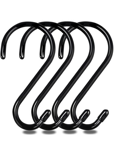 DINGEE 6 Inch Large S Hooks,7mm Thickness Sturdy Heavy Duty S Hooks for Hanging Plants, Non Slip Vinyl Coated Metal Black S Hooks for Clothes,Tools,Hoses,Bikes,Bird Feeders