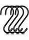 DINGEE 6 Inch Large S Hooks,7mm Thickness Sturdy Heavy Duty S Hooks for Hanging Plants, Non Slip Vinyl Coated Metal Black S Hooks for Clothes,Tools,Hoses,Bikes,Bird Feeders