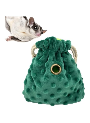 HAICHEN TEC Sugar Glider Bonding Pouch - Flannel Sleeping Pouch with Breathable Vent &amp; Drawstring Portable Travel Bag Small Animal Carrier for Sugar Glider Squirrel Hamster Rats Hedgehog (Green)