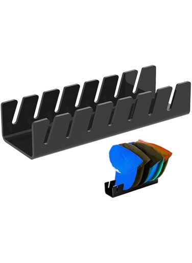 HXSZHOI Hat Holder Cap Holder - Acrylic Hat Stand Storage Baseball Cap, Desktop Baseball Cap Organiser, for Displaying Baseball Caps, 7 Hats Storage Cap Organiser (Black)