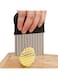 Crinkle Cutter, Wavy Chopper Knife, Upgraded Stainless Steel Crinkle Blade, Safe Kitchen Tools with a shell Wavy Slicer for Fruit, Vegetable, Salad, Carrot, Potato, Fries(Black)