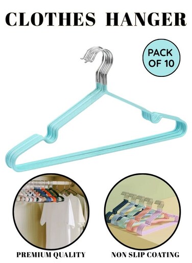 Metal Clothes Hangers &acirc;&euro;&ldquo; Space-Saving, For Household, Premium Quality and Design &acirc;&euro;&ldquo; Pack of 10
