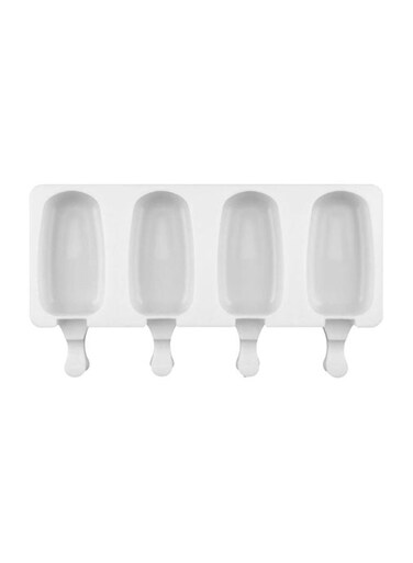 4 Cavity Silicone Ice Cream Mould White/Clear 26x14.5x2.5cm