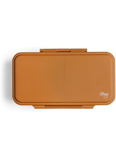 Citron- Rectangle Lunchbox with 2 Compartments for Kids   Leak-Proof and BPA Free Lunch Box for Kids- Caramel