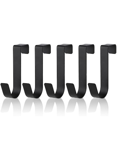 WLLHYF 5 Pack Towel Hook Stainless Steel Water Proof Over Shower Door Hook for Bathroom Frameless Glass Door 0.82in(2.1cm) Hanging Towels Robe Clothing Brush, Matte Black