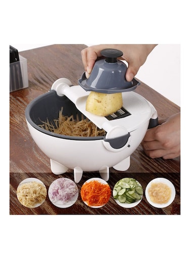 Multi-Functional Interchangeable Cutter With Slicer And Drainer White 0.604kg
