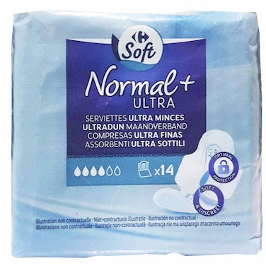 Carrefour Sanitary Pads Ultra Thin Normal With Wings Plus 14 Pads