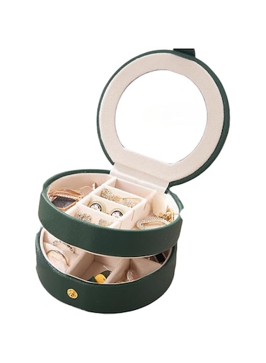 DRAVEN - GG Mini Travel Jewelry Case, Velvet Lining Travel Jewelry Box Organizer, Portable Small Leather Travel Jewelry Case, Jewelry Organizer Box for Necklace Earring Rings 1Pc