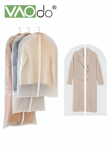 3-Pieces Clothes Dust Covers Large Medium and Small 3 Sizes Transparent Breathable Hanging Zip Clothes Storage Cover