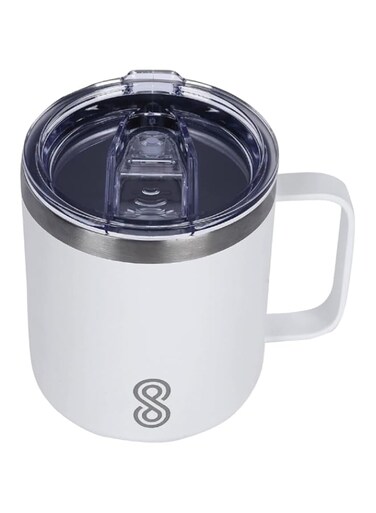 Tumbler with Lid 12 OZ, Stainless Steel Vacuum Insulated Double Wall Travel Tumbler, Durable Insulated Coffee Mug, Powder Coated, Thermal Cup with Splash Proof Sliding Lid (White)