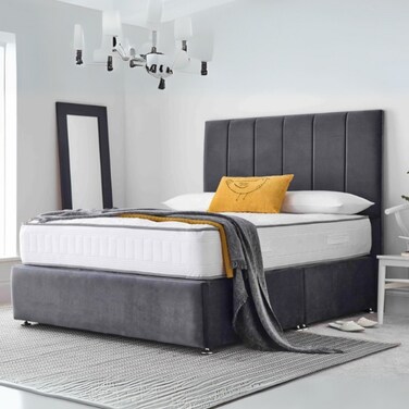 Magnus Regal Upholstered King Size Bed (180 X 200 CM) Grey Color