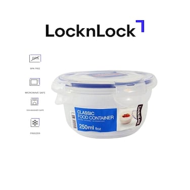 LocknLock 250ml Round Airtight Food Container &ndash; BPA-Free, Microwave, Freezer, and Dishwasher Safe