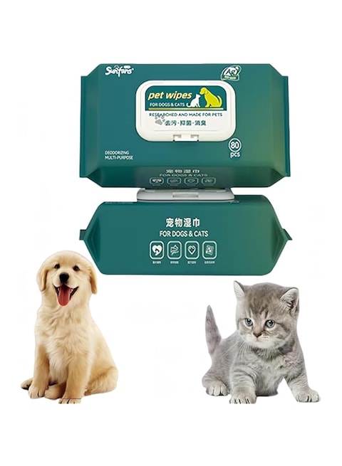 （2packs）80 Pieces Dog Grooming Wipes Dog Wipes for Cleaning and Deodorizing - Plant-Based, Hypoallergenic Pet Wipes for Dogs, Puppy Wipes Quick Bath Dog Wipes for Paws, Butt, &amp; Body - Fragrance Free