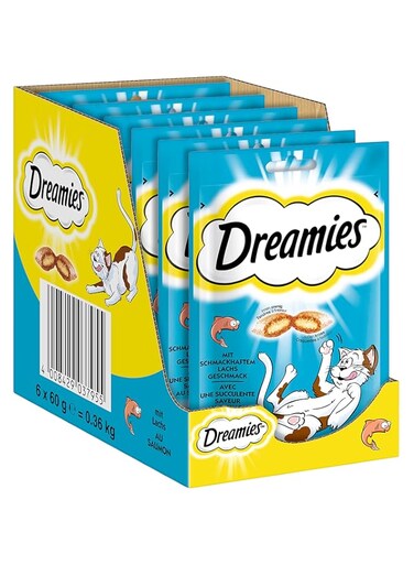 Dreamies Cat Treats Salmon Flavored - 60g Pack Of 6