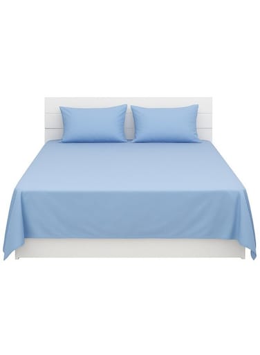 Linen Klub 2-Piece Deyarco Single Size Sheet Set Cotton Blend Blue 170 x 240cm