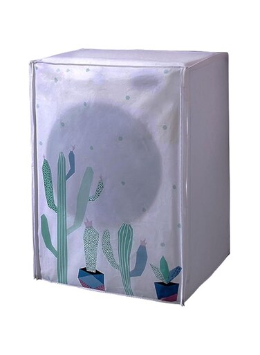 JeeSoarToFar Fresh Green Cactus Pattern Waterproof Washing Machine and Dryer Cover Set for Front Load Washer, Size 60x65x85cm, Home Decorative Protective Cover