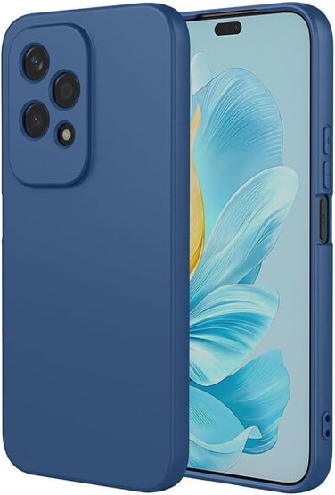 Case for Honor 200 Lite 5G 2024, Liquid Gel Rubber Bumper Case with Soft Microfiber Lining Cushion Slim Hard Shell Shockproof Protective Cover for Honor 200 Lite 5G (Blue)