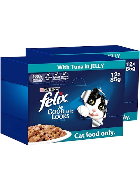 Purina Felix As Good As it Looks Adult Cat With Tuna In Jelly 85g, Pack of 12