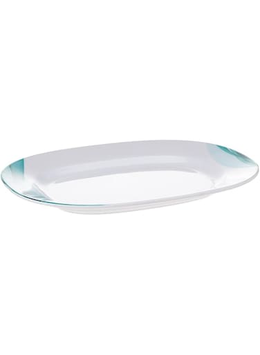 Royalford 14" Melamine Ware Super Rays Oval Plate - Pasta Plates with playful Classic decoration, dishwasher safe Ideal for Soup, Desserts, Ice Cream and More Blue 14 inch RF8070