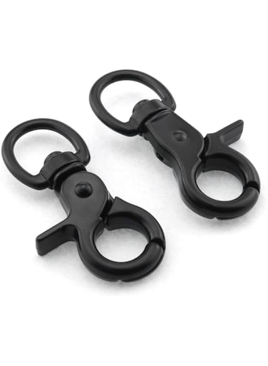 DGHAOP 2pcs Snap Hook Zinc Alloy 60mm Black Key Chain Door Lock Pets Cage Hook Belt Clip for Any Suitable Cage, Dog Traction Rope