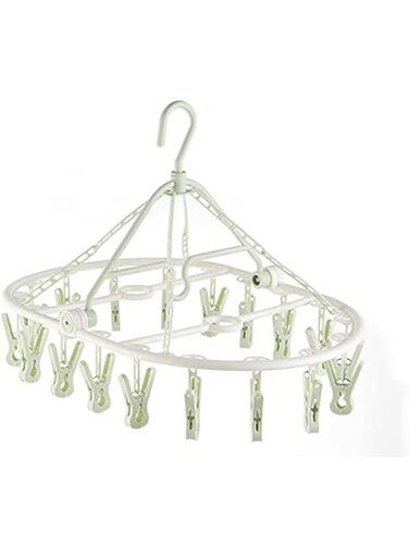 JANNAH Clip and Drip Hanger Hanging Drying Rack Folding Plastic Laundry Drying Rack (Green-18Clips)