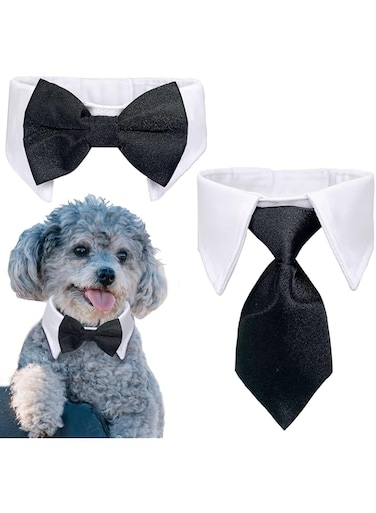 Dog Cat Tuxedo Collar, Cat Wedding Bowtie, Cat Bow Tie Tux Collar Costume Birthday Dog Bowtie Cat Collar for Dog Cat Puppy (Black and White(M))