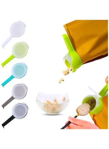 food storage clips sealing with Pour Spout Set - 5pk containers chip flour snack kitchen storage cereal cook think saver set sugar click packages dispenser silicon