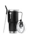 Bluwing Travel Mugs with Handle 30 oz Stainless Steel Double Wall Insulated Coffee Tumblers with Lid and Straw (Black)
