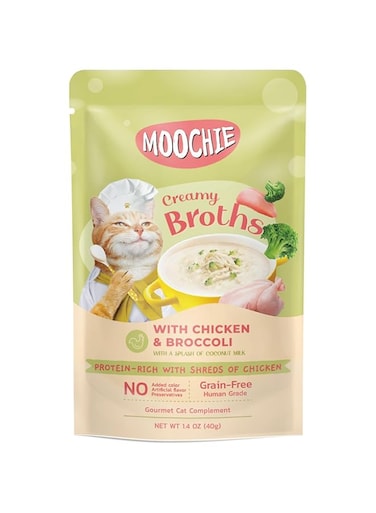 Moochie Kitten Creamy Broth With Chicken &amp; Broccoli 40G Pouch